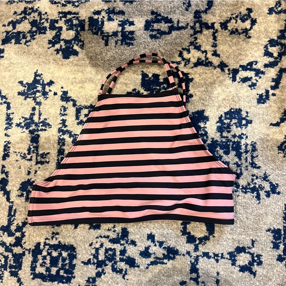 Jack Wills Pink and Black Striped High Neck Bikini Top
